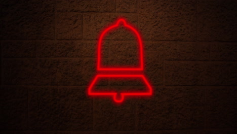 signo de campana de neón en la pared de ladrillo 4k