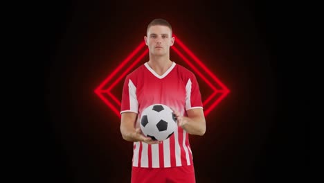 animation of shapes over caucasian male soccer player