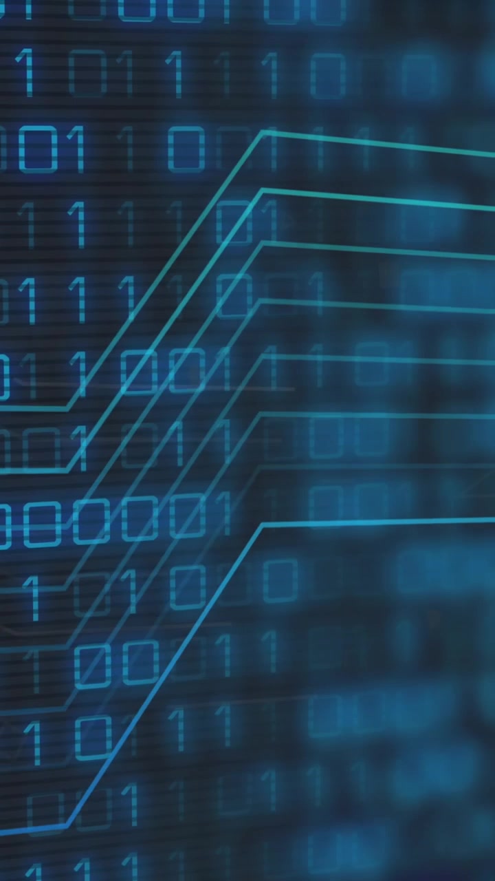 Animation of data processing with shield icon over blue background