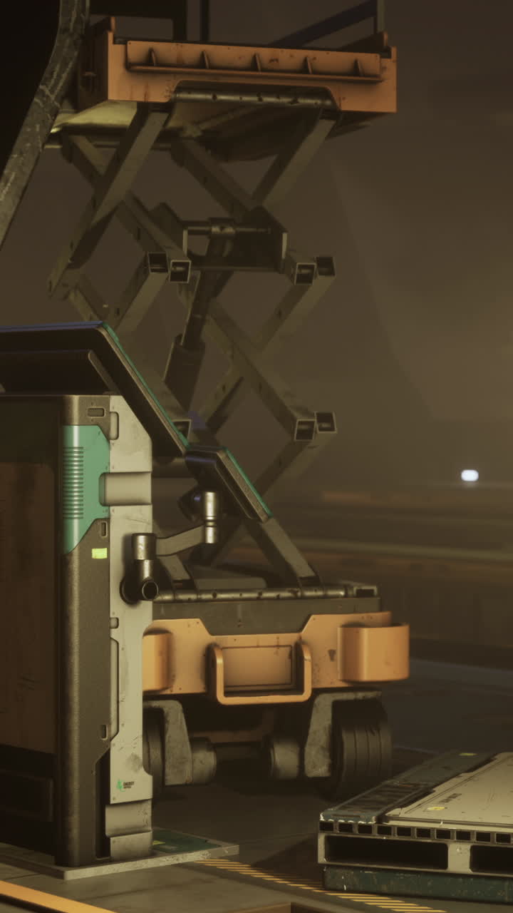 Laboratory interior with advanced machinery and lighting at night