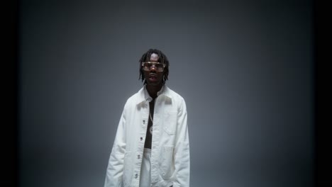 stylish man in white outfit