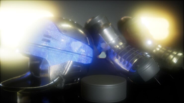 hockey equipment in the dark