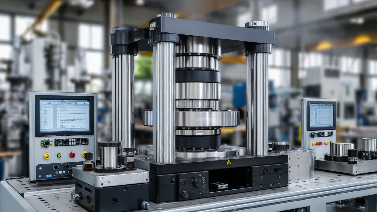 Advanced Machinery in Operation: A Precision Tool for Manufacturing with High-Performance Mechanics and Digital Controls for Efficient Production Processes