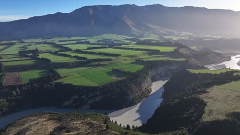 rakaia gorge aerial wide landscape of beautiful nature