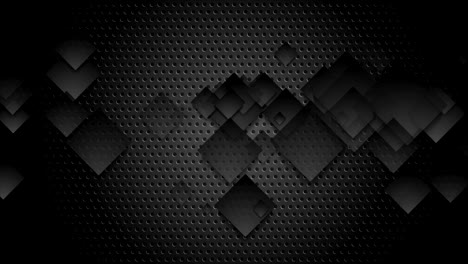 black moving squares on dark perforated metallic background