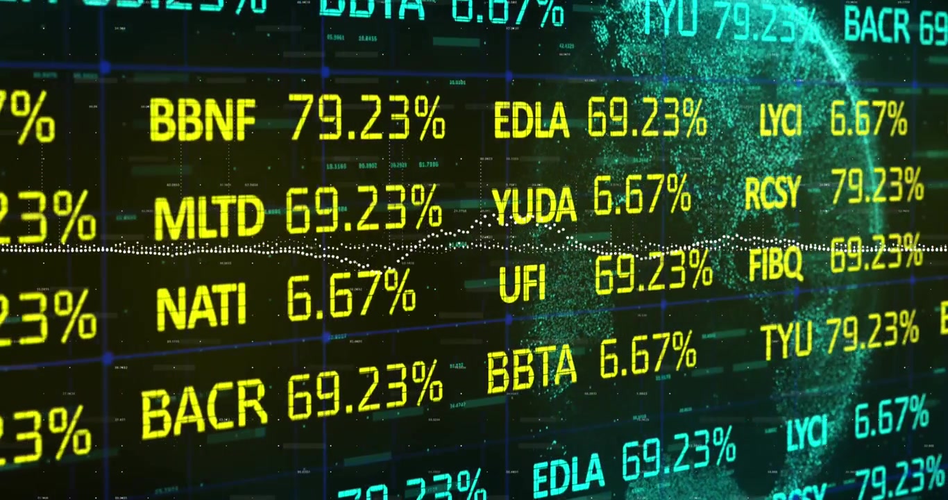Animation of financial data processing over globe