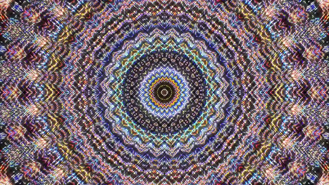 líneas abstractas luz colorida brillante forma redonda en el centro, fondo negro