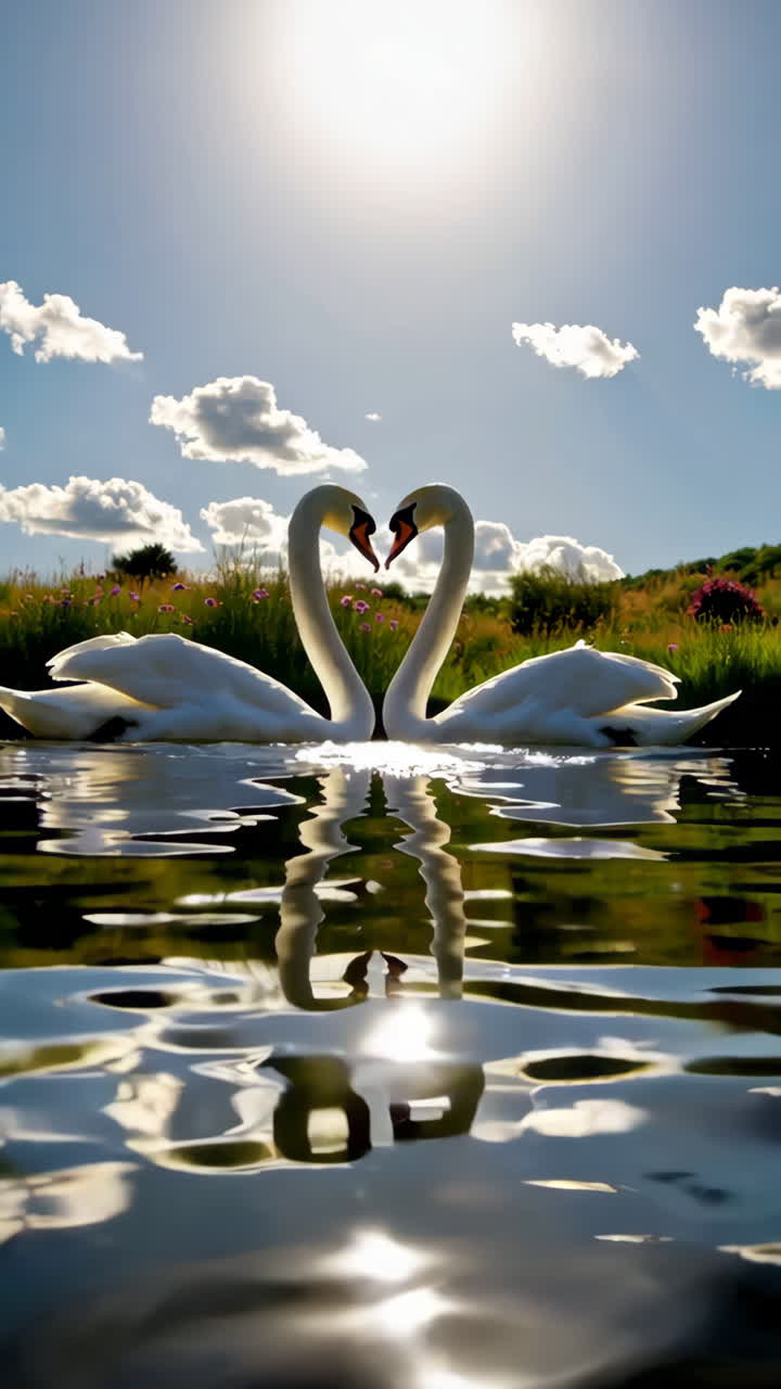 два влюбленных лебедя.