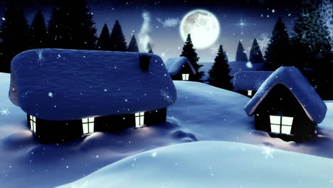 Animation-Einer-Winterlandschaft-Mit-Weihnachtsdekoration,-Gesehen-Durch-Ein-Fenster