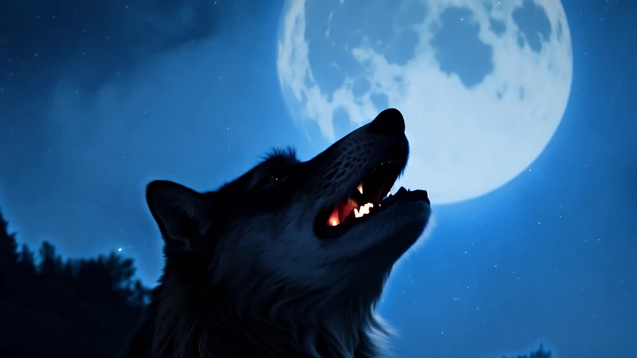 Wolf Howling at the Moon