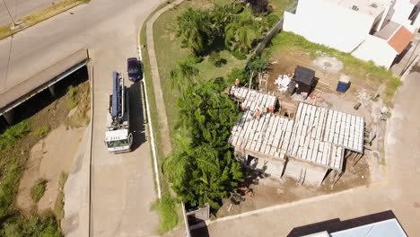 pump truck for the pouring of a joist-and-vault slab with concrete