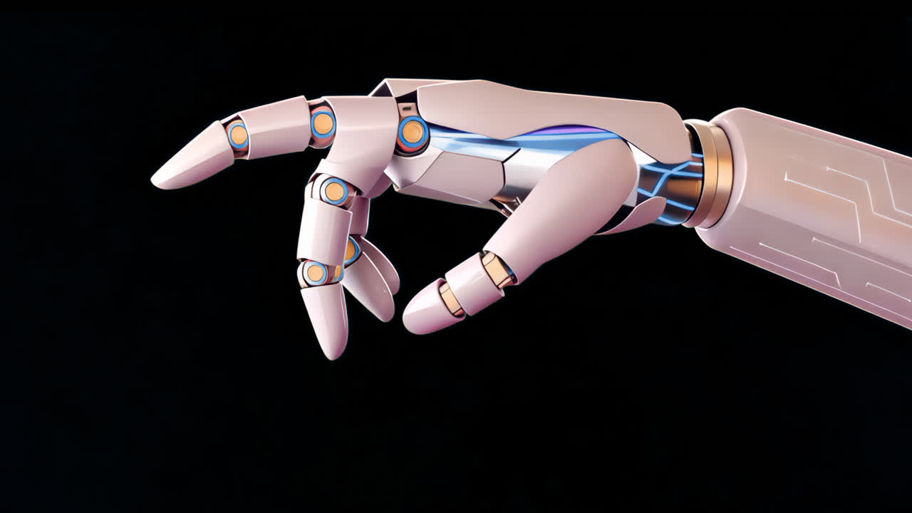 Futuristic robotic hand technology animation isolated asset, transparent 4K video, alpha channel