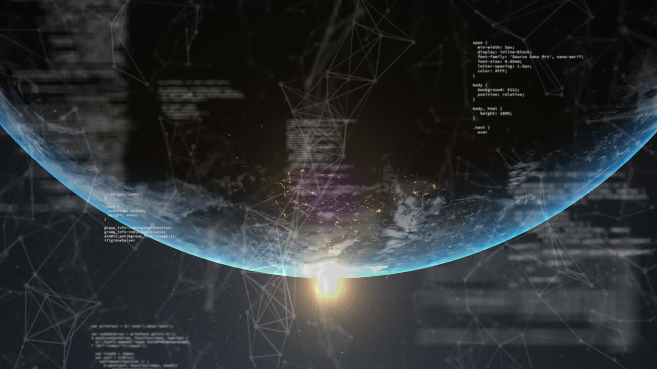 전 세계 컴퓨터 데이터 처리의 애니메이션