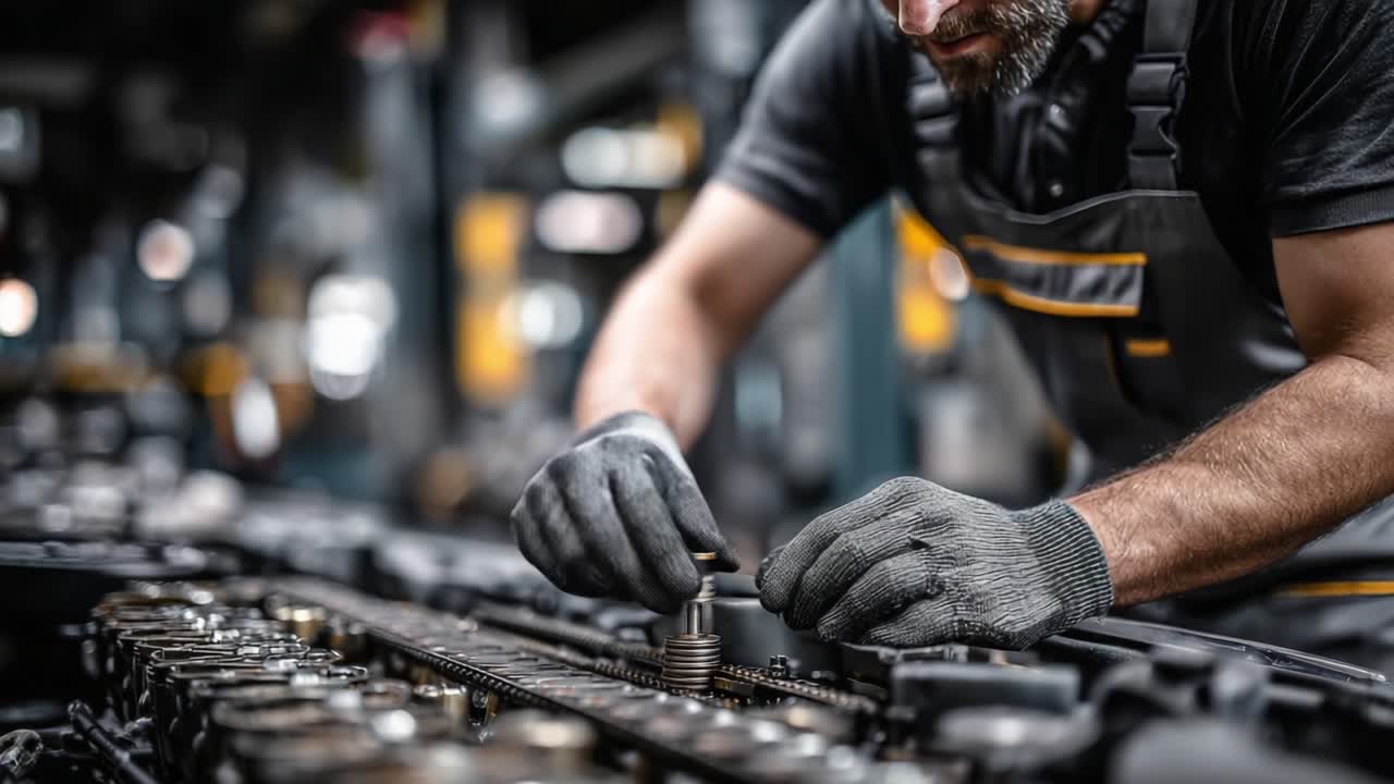 A Skilled Technician Engaged in Precision Mechanical Work, Intently Adjusting Components in an Industrial Setting to Ensure Optimal Functionality and Performance