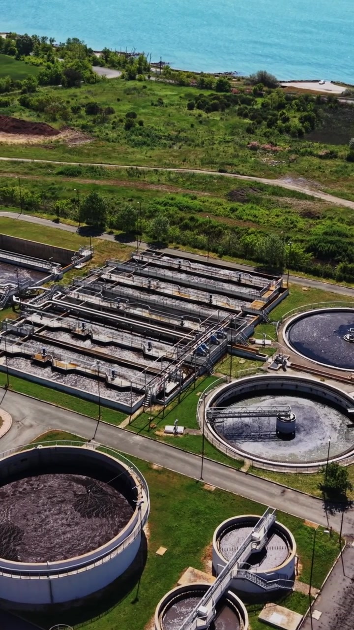 Water treatment facility near Lake Michigan in the daytime