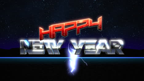 Happy-New-Year-with-thunderbolts-in-dark-sky-and-mountains