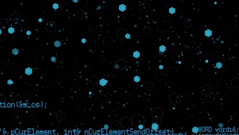 animation of shapes over data processing on black background