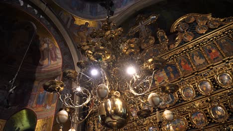 Medieval interior of the church in Putna Monastery Museum