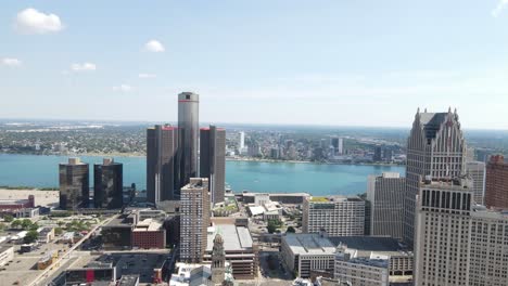 high rise architectures of the gmrencen in downtown detroit, michigan, united states