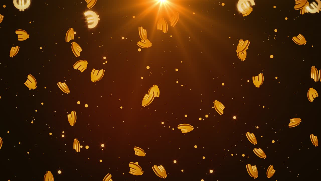 European euro currency currency symbols fall down wirh light cryptocurrency money stock digital