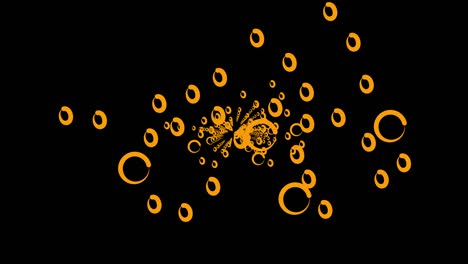 anillos voladores caóticos en el espacio, generados por computadora. renderización en 3d de círculos de trazos. fondo abstracto