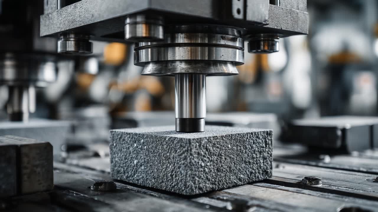 Precision Machining Process Showcasing Industrial Equipment Operating on a Metal Block with High Accuracy and Efficiency in a Manufacturing Setting