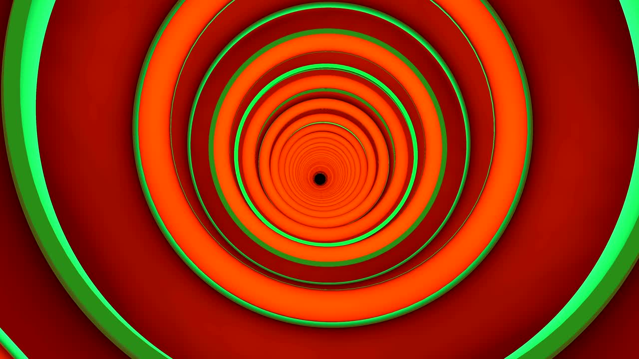 Farverig tunnel i spiralform.
