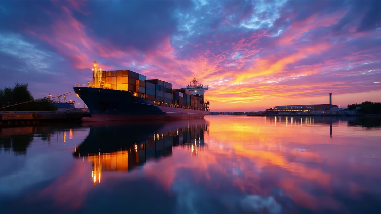 Container Ship at Sunset