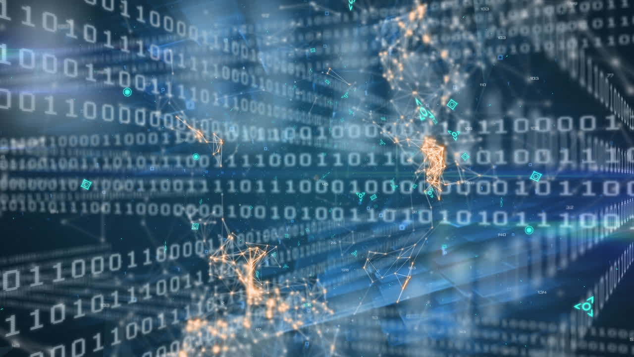 Animation of binary code and data processing over network of connections