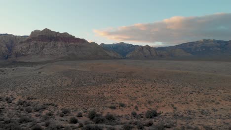 aerial drone shot of red rock canyon at sunset