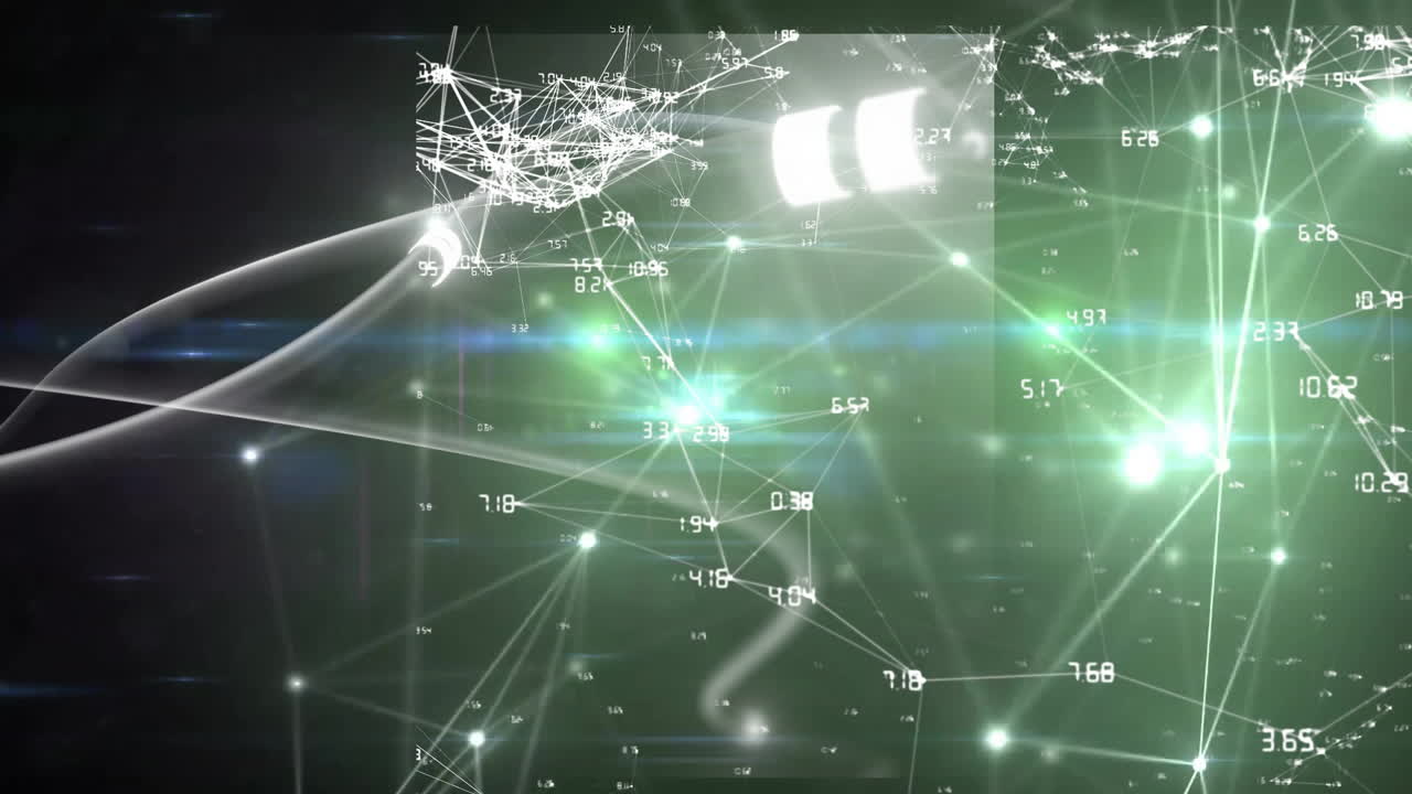 연결 네트워크 및 데이터 포인트 애니메이션 어두운 배경