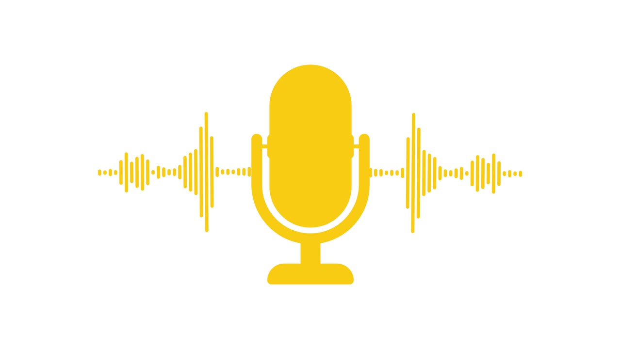 podcast. insignia, icono, sello, logotipo. gráficos en movimiento.