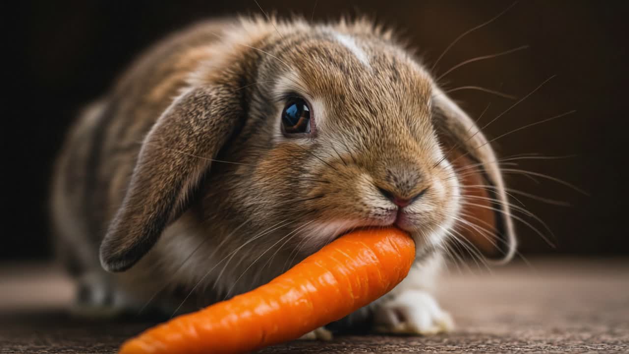 A Close-Up Look at a Playful Rabbit Enjoying a Fresh Carrot, Capturing the Joy and Curiosity of This Adorable Creature