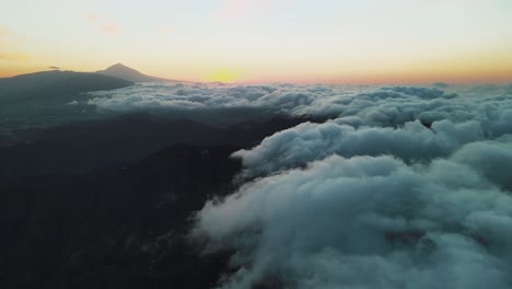 spectacular scenic view of anaga mountains in clouds during dusk, spain