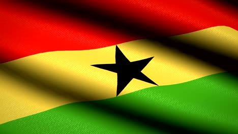 ghana flag waving textile textured background. seamless loop animation. full screen. slow motion. 4k video