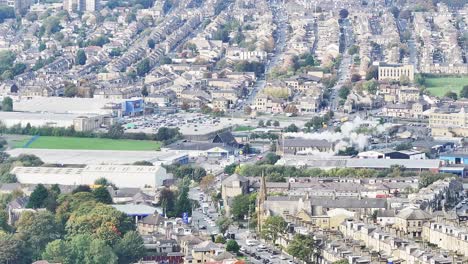 el distrito densamente construido de bradford disparado desde el aire