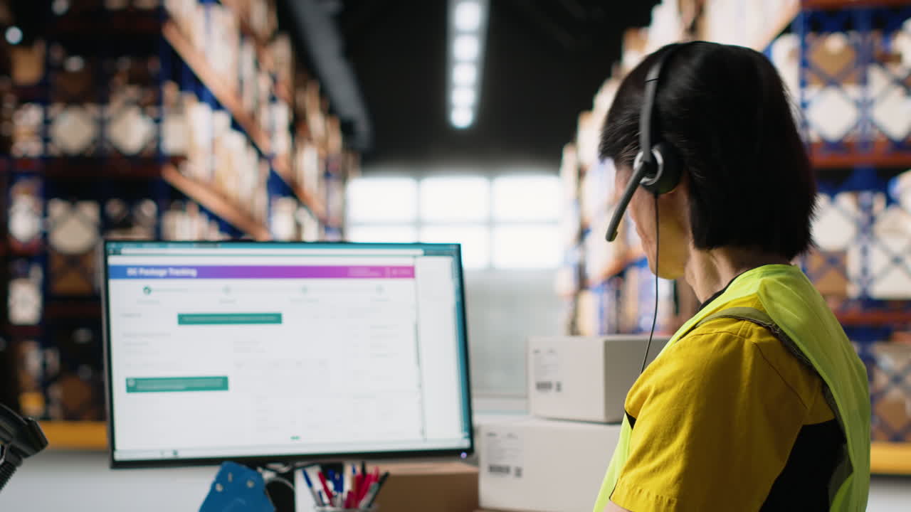 Vertical Video E-commerce support clerk responding to problems like lost parcels