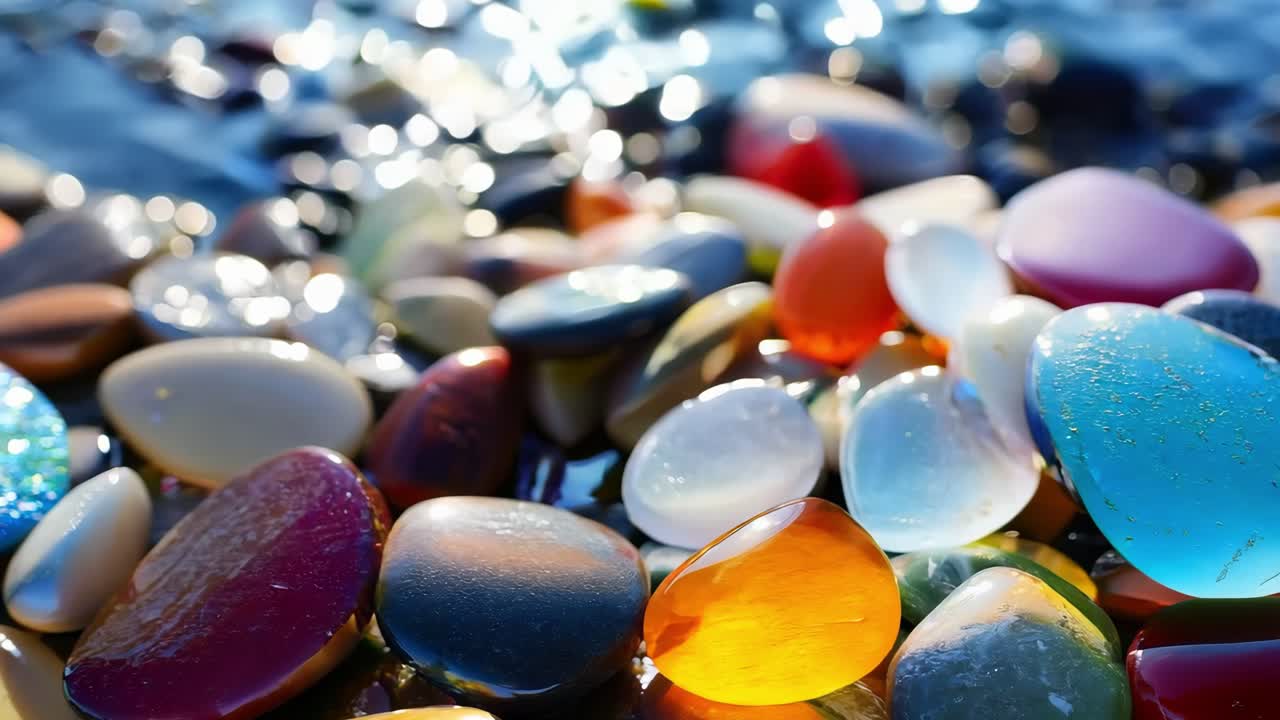 Colorful Polished Stones on the Beach