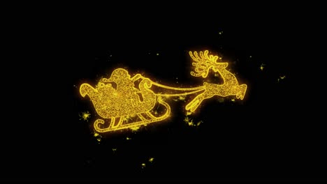 golden sparkling santa sleigh with reindeer