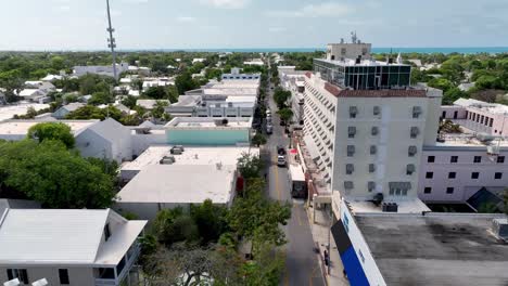 aerial low fast push duval street in key west florida