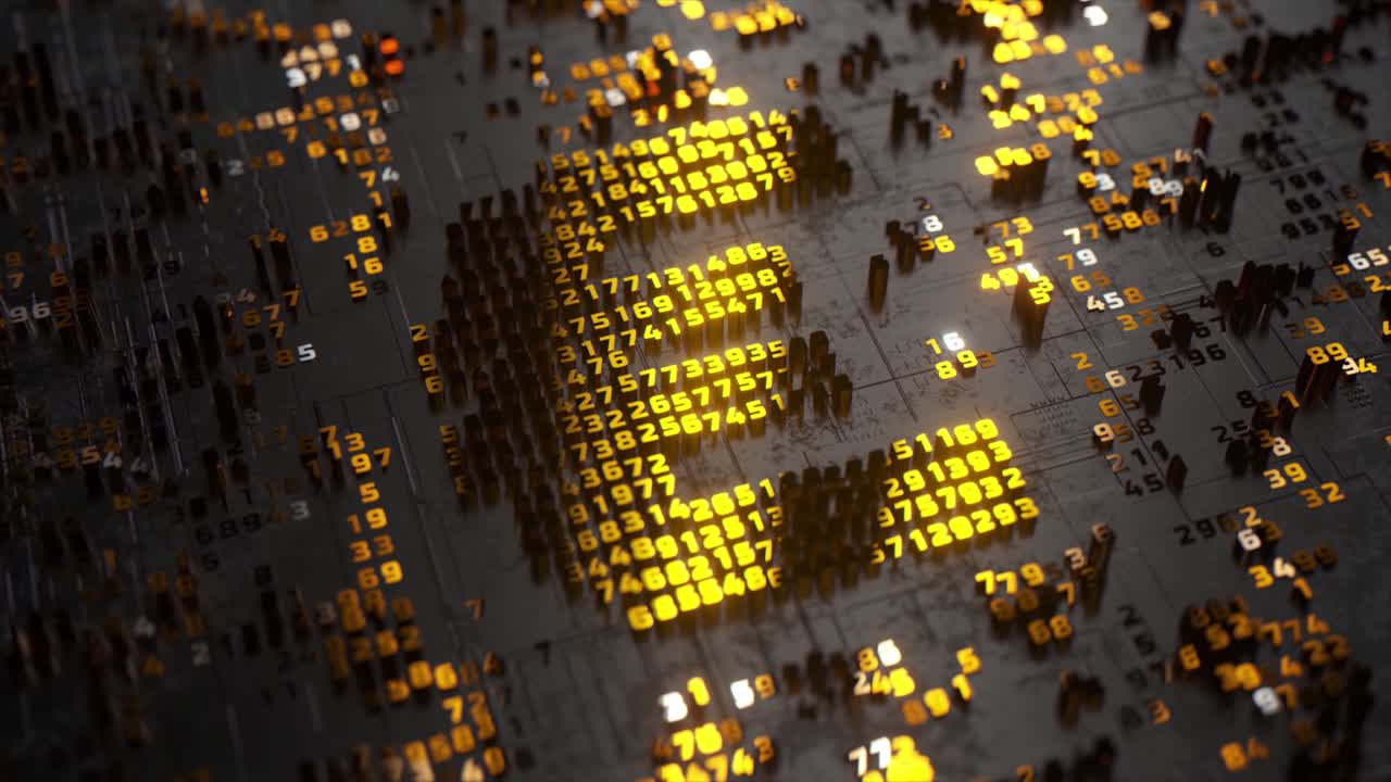 placa de circuitos abstractos con números brillantes