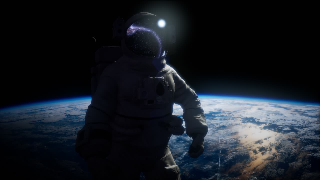 Vídeo Premium - Astronauta en el espacio exterior con el telón de fondo ...