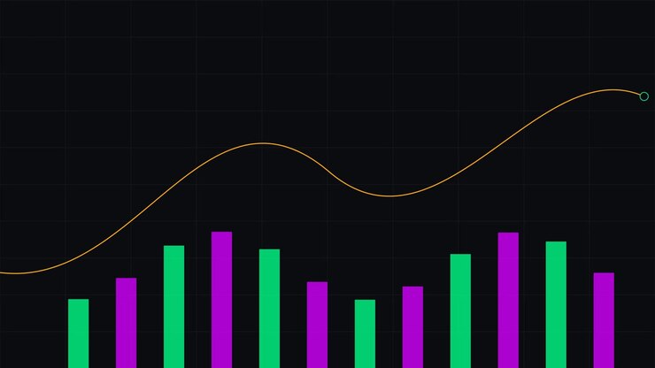 Animated Bar Chart with Rising Trend Line on Dark Background