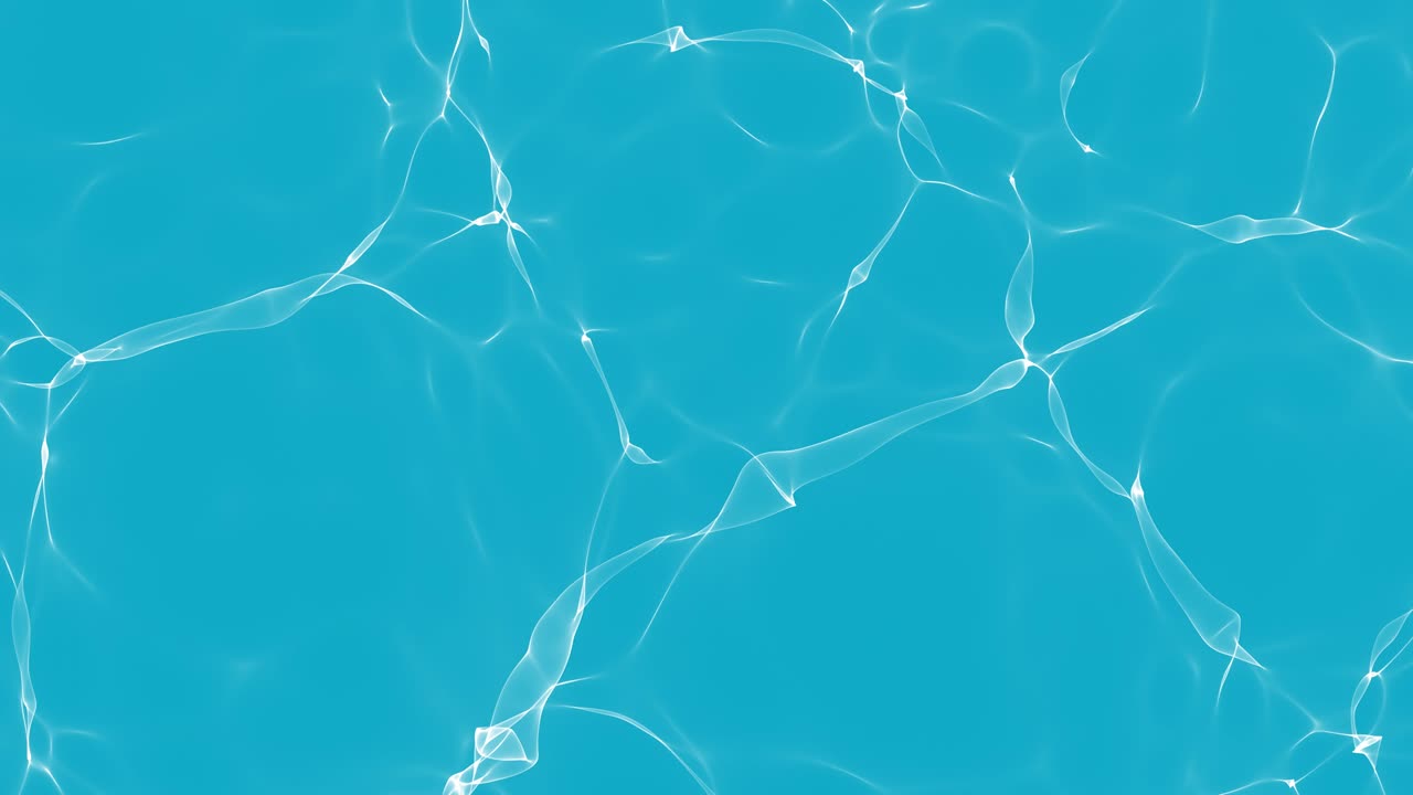 fondo cáustico de agua. abstracto orgánico blanco agua cáustica líquido patrón de textura ondulada en un fondo minimalista azul. agua azul pura y limpia en la piscina. bucle de animación 3d. 4k