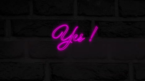 digital animation of neon purple yes text against black background