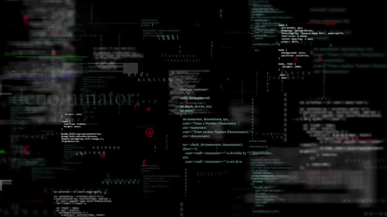 Animation of data processing on black background