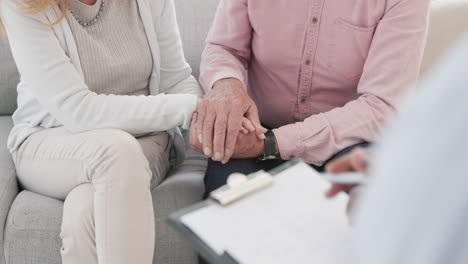 holding hands, support and senior couple