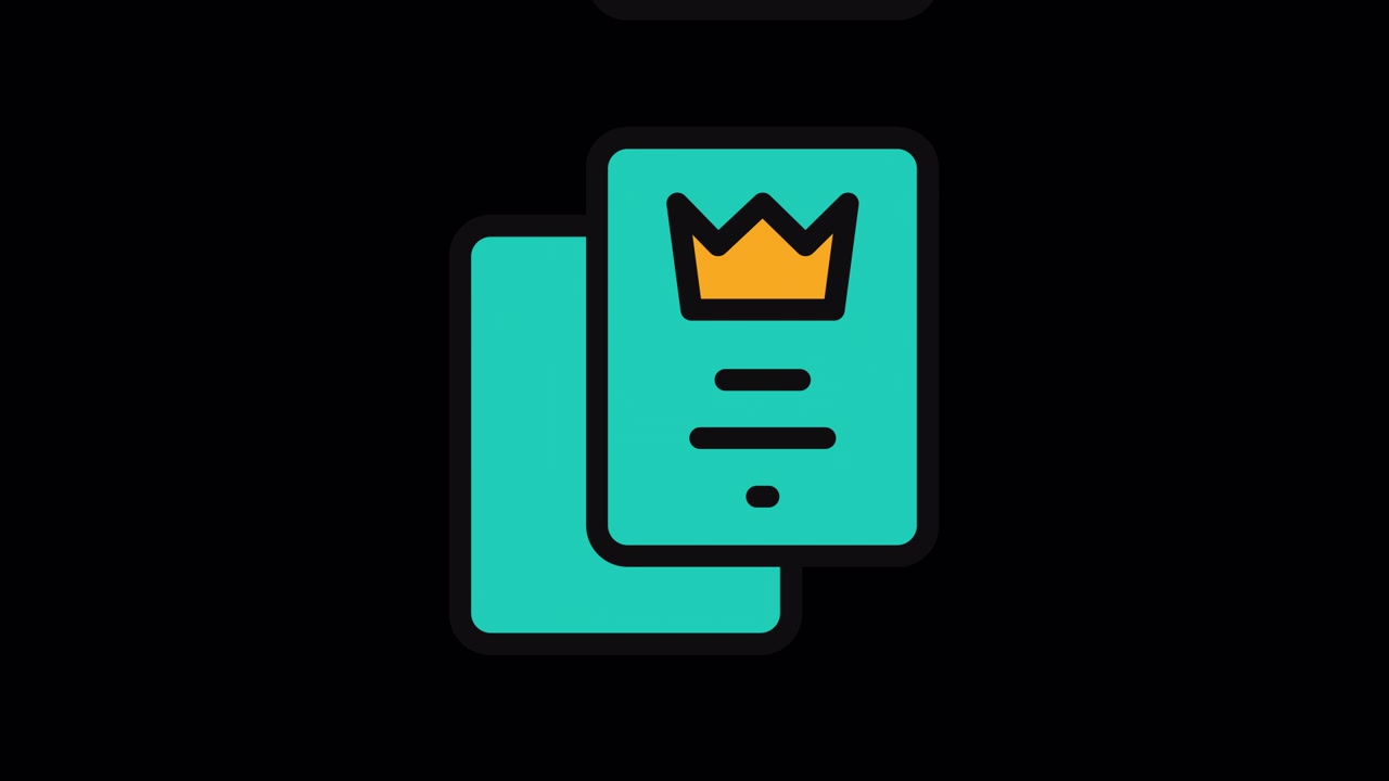 Animated Premium Card Icon with Crown and Text