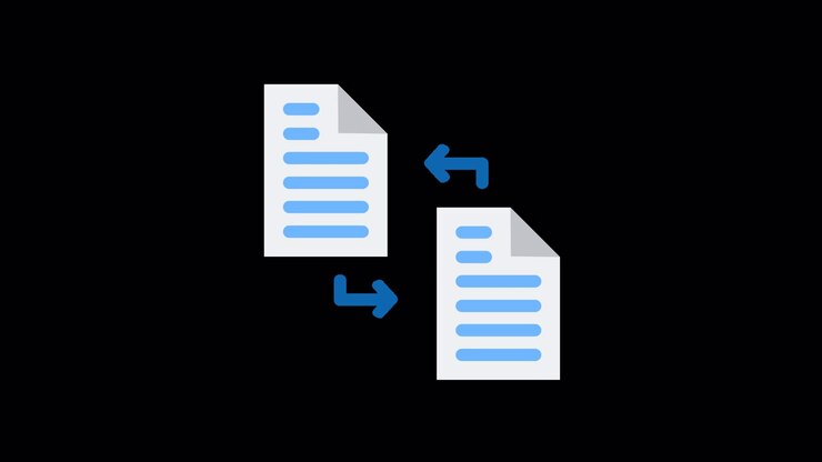 Animated Icon Showing Document File Transfer and Synchronization