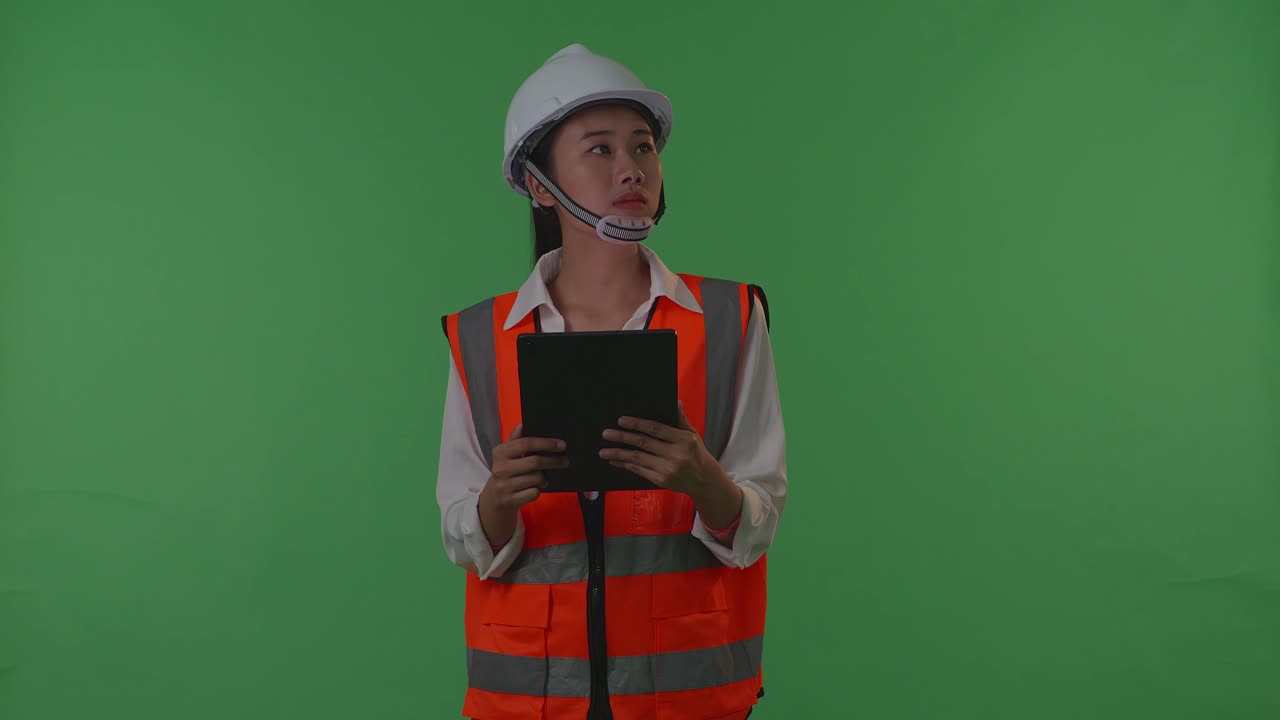 태블릿을 들고 있는 여성 엔지니어